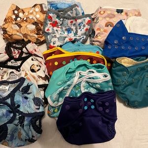 Lot of 15 cloth diapers, Thirsties, Lalabye Baby, Lighthouse Kids